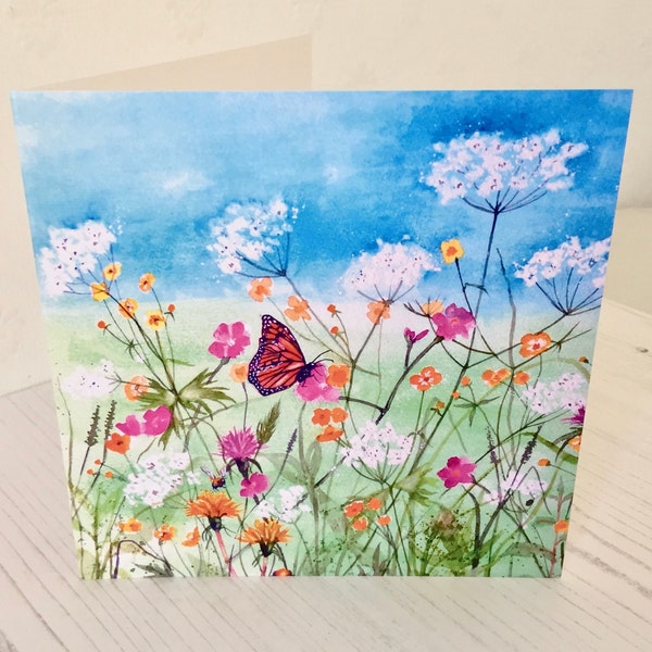 The Meadow Greetings Card  121 | Floral Art Card | Wild Flowers | Watercolour Card | Blank Inside | Birthday | Art Card | Illustrated Card