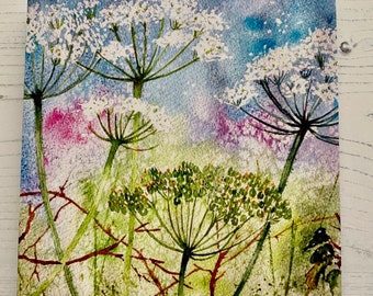 Hogweed Greetings Card 024 | Hogweed | Floral Card | Watercolours | Birthday Card | Blank Inside| Mother's Day | Art Card | Illustrated Card