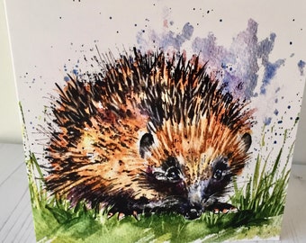 Hedgehog Greetings Card 111 | Wildlife Art Card | Watercolour Card | Blank Inside | Birthday |Hedgehog Art | Art Card | Illustrated Card