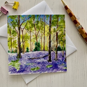 Bluebell Woods Greetings Card 156 | Bluebell Art Card | Watercolours | Blank Inside | Birthday | Bluebell Woods | Art | Illustrated Card