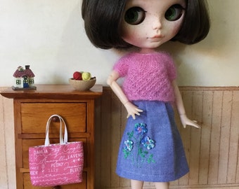 BLYTHE Cotton skirt and mohair silk Knit Top