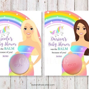 Baby Shower Favors Girl Boy EOS Lip Balm Multi Colored Polka Dots Baby Shower Favor Baby Shower Fabor Card Holder Gift Tags PRINTABLE