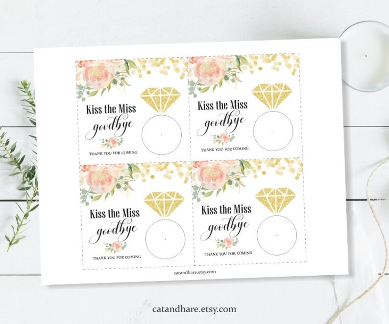 Kiss The Miss Goodbye Bridal Shower Favors EOS Lip Balm Card Tag Ideas Wedding Bachelorette Party Thank You Favor INSTANT DOWNLOAD Printable