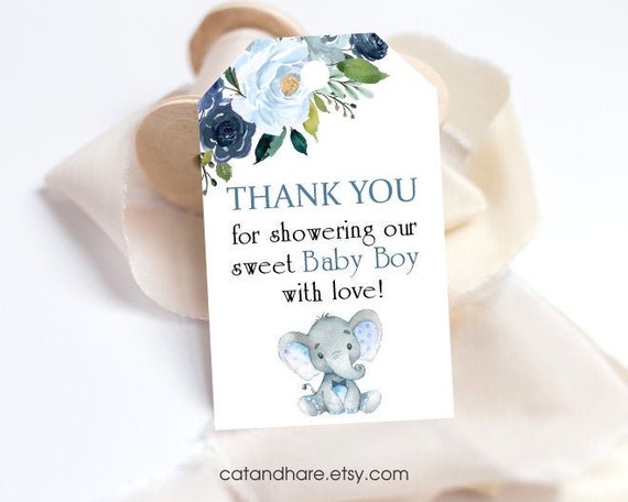 Baby Boy Elephant Tags Baby Shower Sprinkle Birth Arrival Thank You Tags Ideas Favors Gift Giveaways Label Instant Download Printable By Catandhare Catch My Party