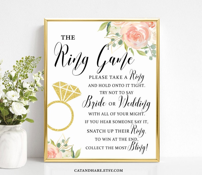 Ring Game Bridal Shower Sign Games Ideas Dont Say Bride Etsy