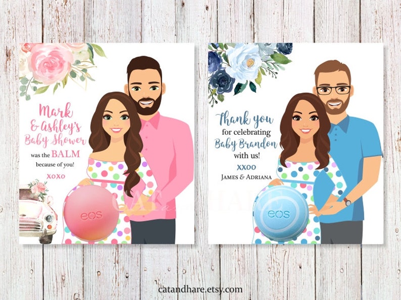 Couples Baby Shower Favors EOS Lip Balm Card Holder Girl Boy Etsy
