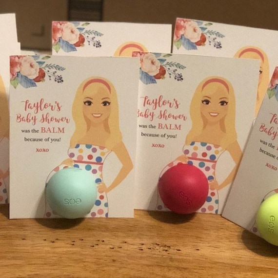 Baby Shower Favors Girl Boy EOS Lip Balm Multi Colored Polka Dots Baby Shower Favor Baby Shower Fabor Card Holder Gift Tags PRINTABLE