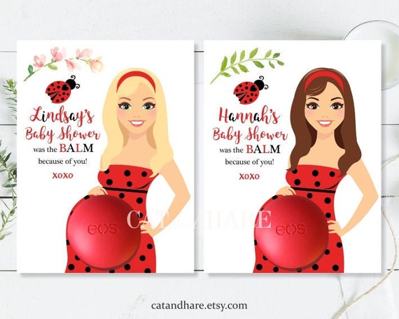LADYBUG Baby Shower Favors EOS Lip Balm Card Holder Pregnant Mom To Be Gift Tags Thank You Favors PRINTABLE by CatandHare | Catch My Party LADYBUG Baby Shower Favors EOS Lip Balm Card Holder Pregnant Mom To Be Gift Tags Thank You Favors PRINTABLE by CatandHare | Catch My Party