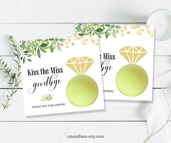 Kiss The Miss Goodbye Bridal Shower Favors Eos Lip Balm Tags Ideas