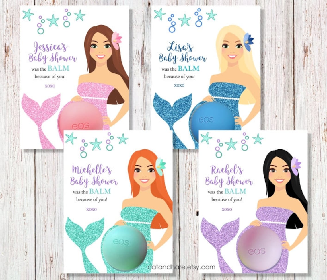Mermaid Baby Shower Favors EOS Lip Balm Baby Shower Ideas Etsy