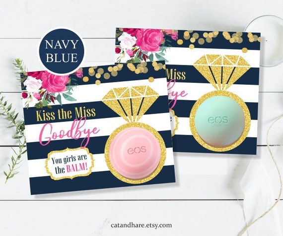 Kiss The Miss Goodbye Bridal Shower Favors EOS Lip Balm Card Tag Ideas Wedding Bachelorette Party Thank You Favor INSTANT DOWNLOAD Printable