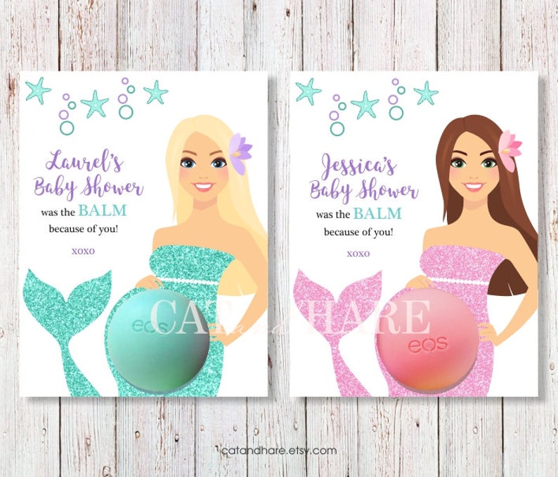 Mermaid Baby Shower Favors Eos Lip Balm Baby Shower Ideas Etsy