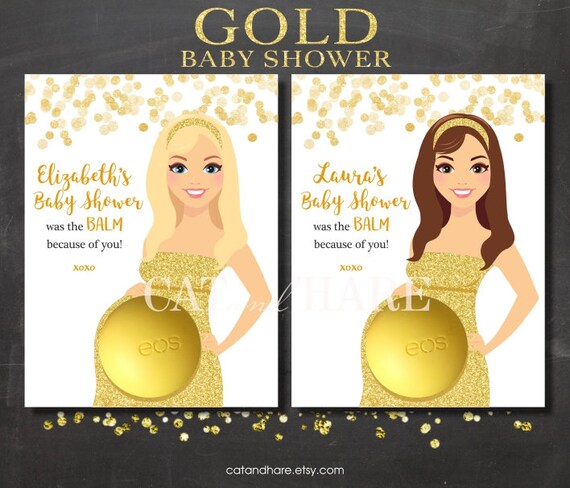 Gold Baby Shower Favors Ideas Eos Lip Balm Golden Theme Baby Shower