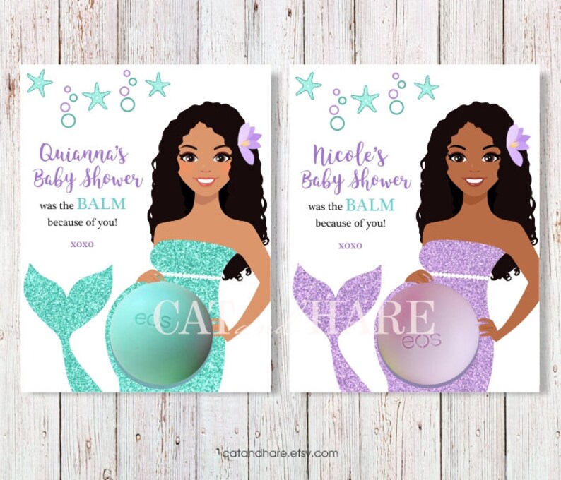 Mermaid African American Baby Shower Favors Eos Lip Balm Baby Etsy