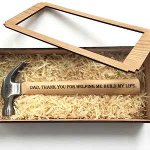 Custom Engraved Hammer / Wooden Gift Box Unique Gift for Fathers / Dad or Mothers / husband valentine gift, Laser Engraved image 1