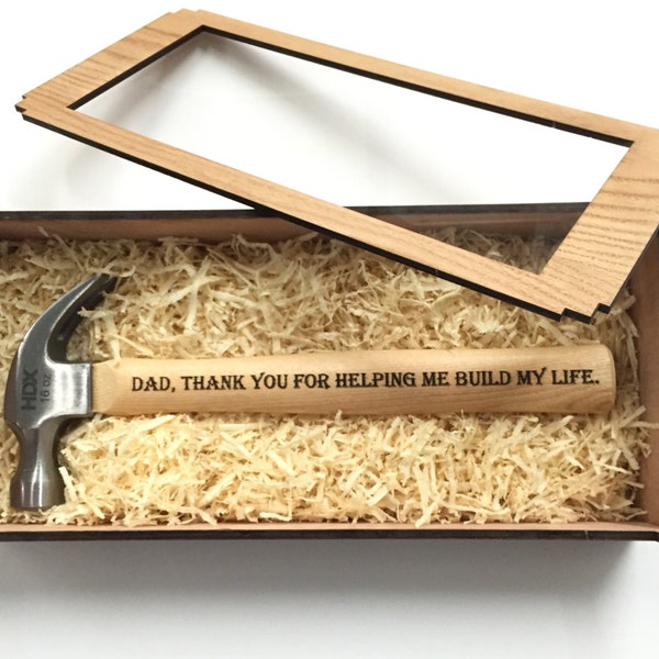 Custom Engraved Hammer / Wooden Gift Box - Unique Gift for Fathers / Dad or Mothers / husband valentine gift, Laser Engraved
