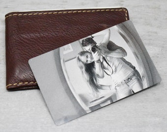Wallet Card - Cadeau personnalisé pour les couples, cadeau d’anniversaire, cadeau unique pour lui / cadeau de Saint-Valentin / photo gravée sur aluminium