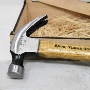 Custom Engraved Hammer / Wooden Gift Box Unique Gift for Fathers / Dad or Mothers / husband valentine gift, Laser Engraved image 2