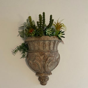 Unique tropical floral arrangement succulent wall hanging