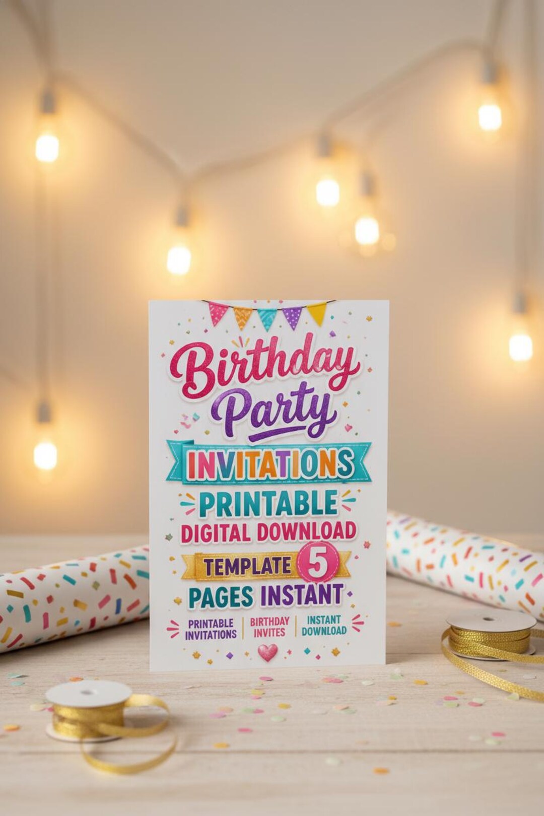 Birthday Party Invitations Printable Digital Download Template 5 Pages ...
