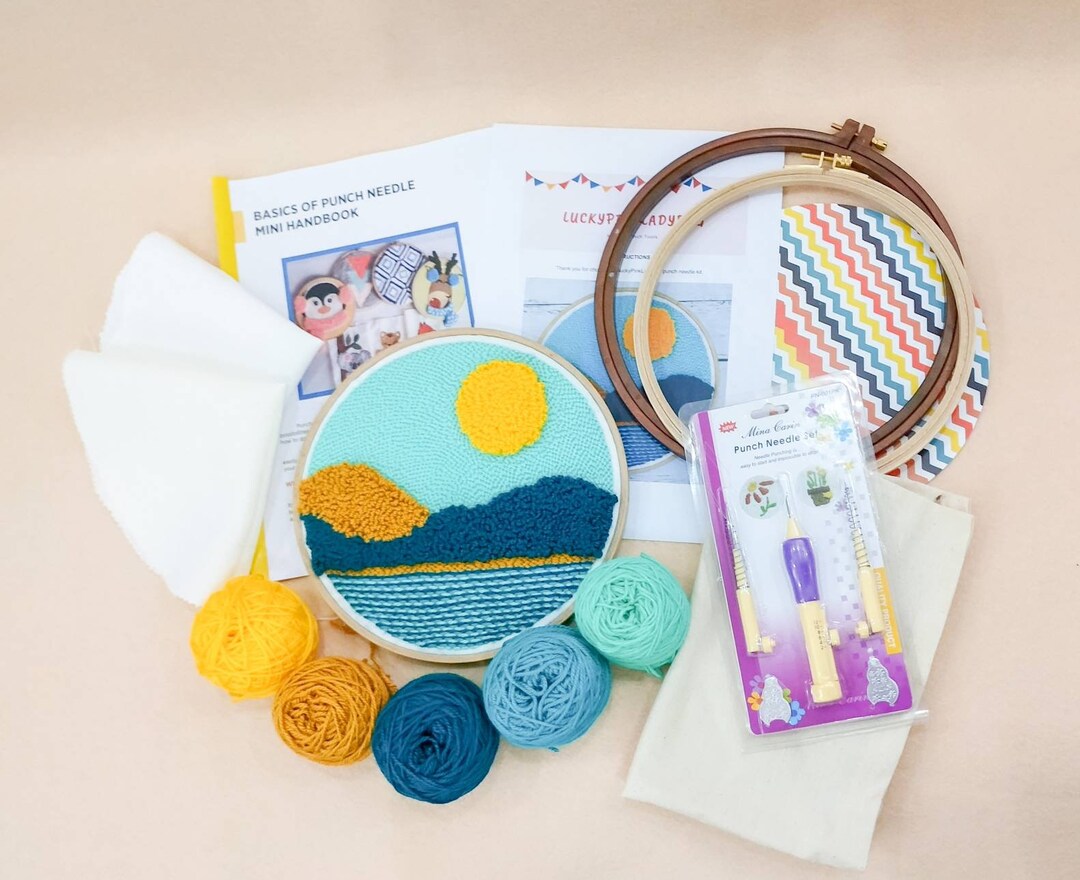 Abstract Landscape Punch Needle Embroidery Starter Kit: Rug Hooking ...