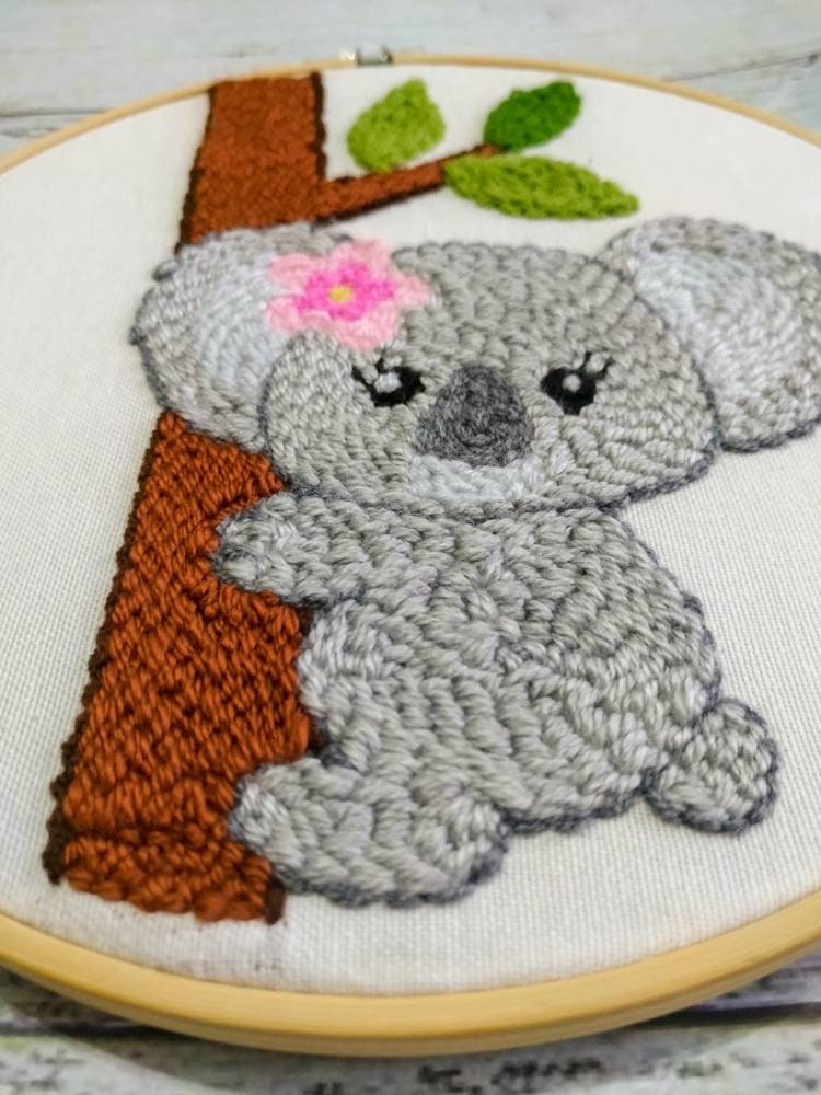Koala Punch Needle Embroidery Kit Punch Needle Tutorial Rug Etsy