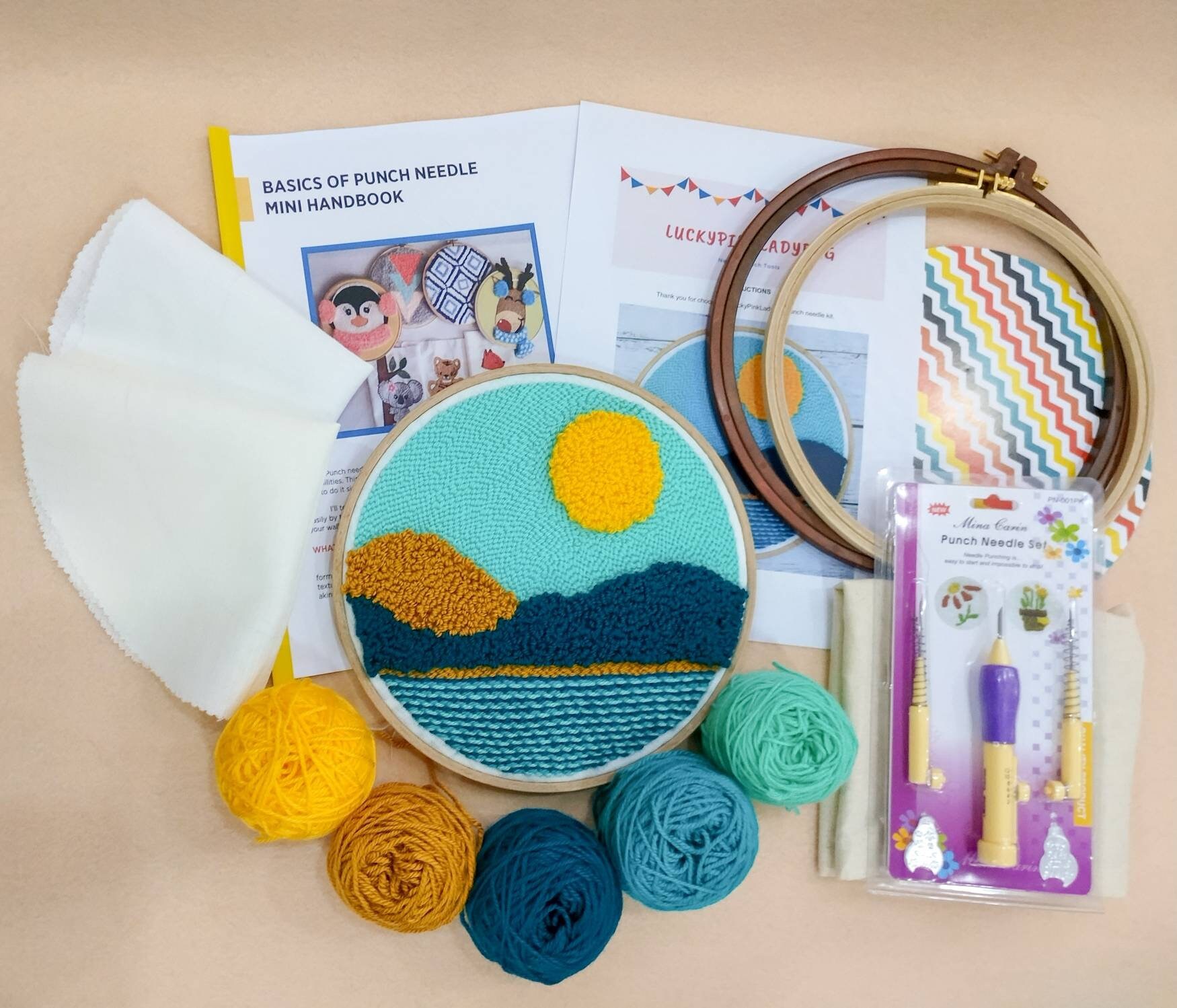 Abstract Landscape Punch Needle Embroidery Starter Kit: Rug Hooking ...