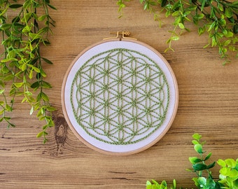 The Flower of life symbol wall decor, Sacred geometry symbol home decor, Coded symbol for Abundance, Embroidery hoop art