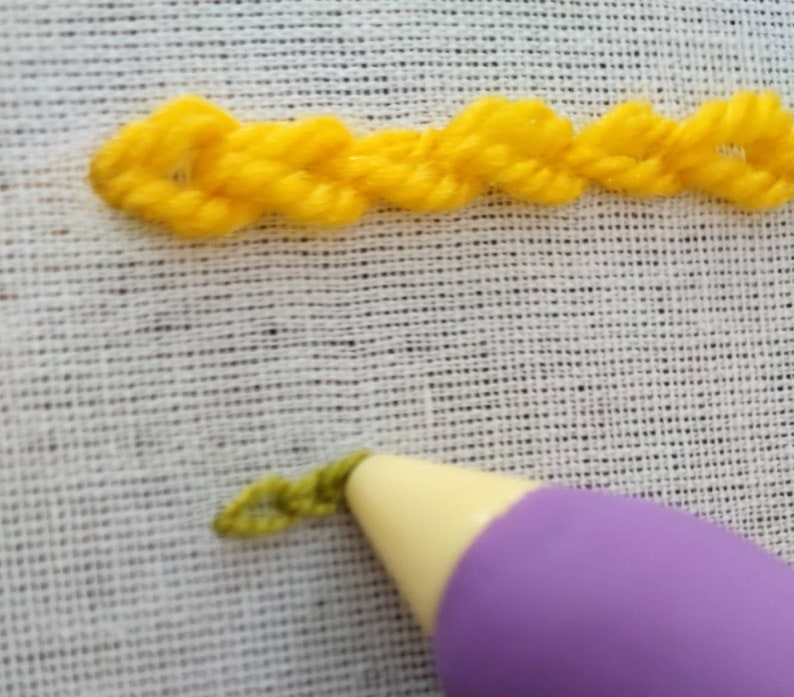 Chain stitch with punch needle tutorial Stitch technique Etsy