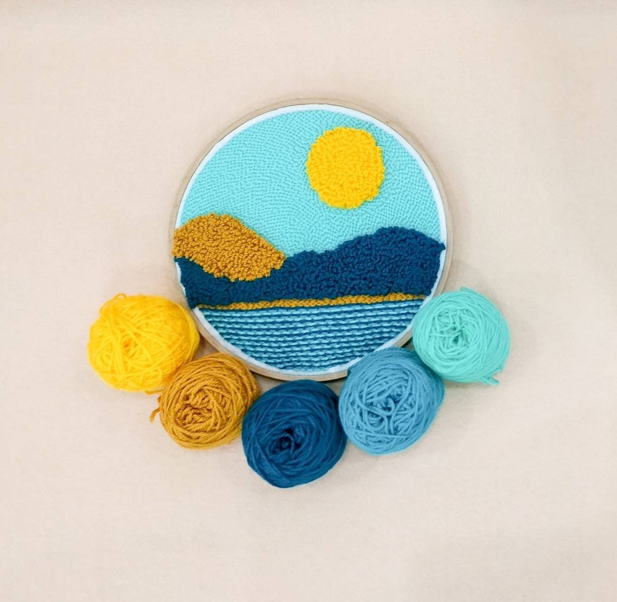 Abstract Landscape Punch Needle Embroidery Starter Kit: Rug Hooking ...