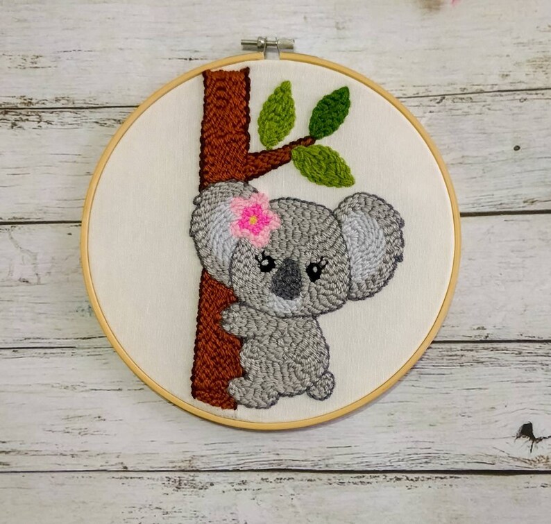 Koala Punch Needle Embroidery Kit Punch Needle Tutorial Rug Etsy