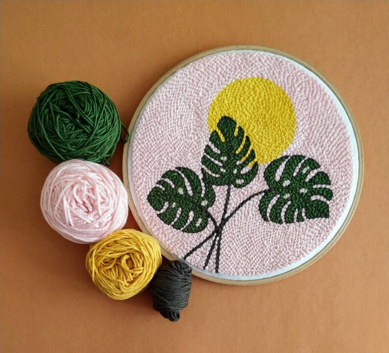 Monstera Punch Needle Kit Starter Kit Punch Needle Tutorial Etsy