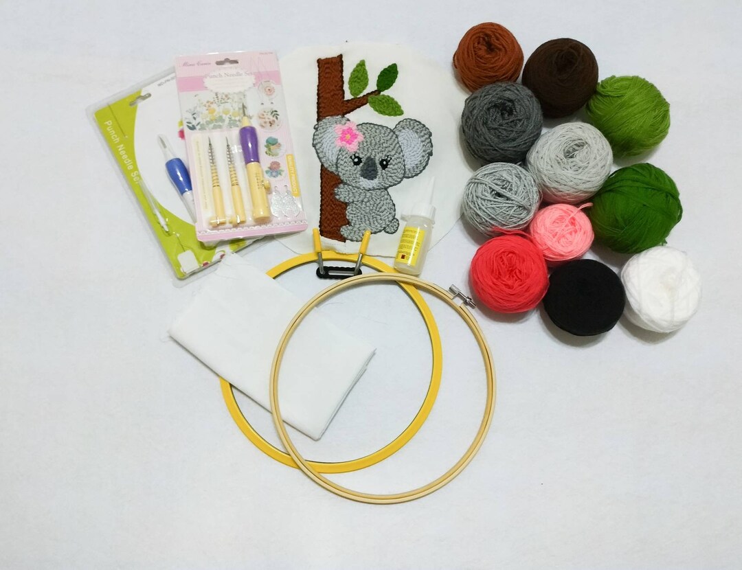 Koala Punch Needle Embroidery Kit Punch Needle Tutorial Rug Etsy