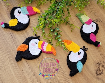 Toucan Mug Rug Punch Needle Kit: DIY Embroidery Beginner Starter