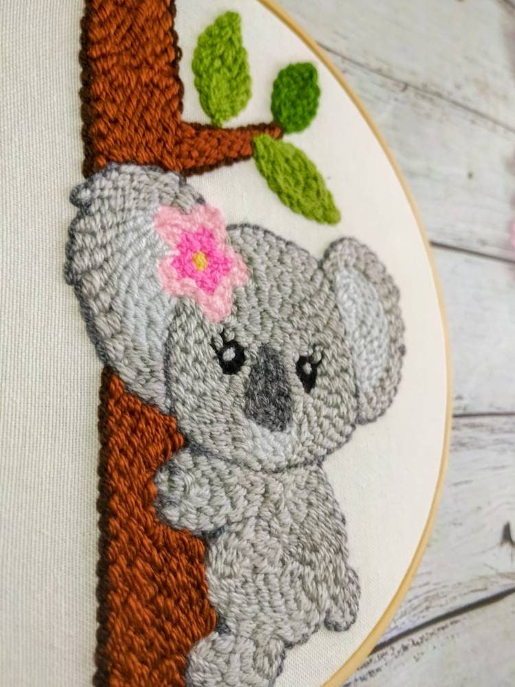 Koala Punch Needle Embroidery Kit Punch Needle Tutorial Rug Etsy