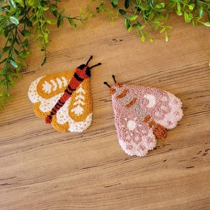 Moth Mug Rug Punch Needle Beginner Kit: DIY Embroidery Coaster
