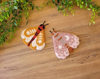 Moth Mug Rug Punch Needle Beginner Kit: DIY Embroidery Coaster