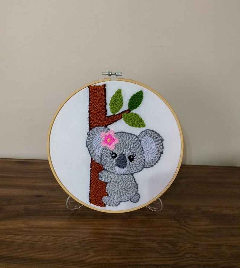 Koala Punch Needle Embroidery Kit Punch Needle Tutorial Rug Etsy