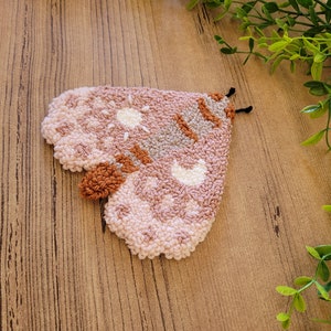 Punch Needle Mug Rug Kit, Moth Bus Cat Dog Dove Designs, Beginner Embroidery Craft afbeelding 8