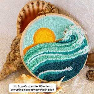 Surfs Up Punch Needle Embroidery Starter Kit: DIY Wall Decor (9" Hoop)