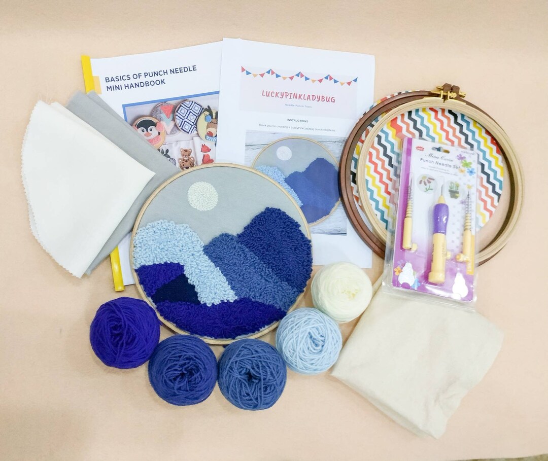 Punch Needle Embroidery Kit, Starter Kit, Punch Needle Tutorial, Rug