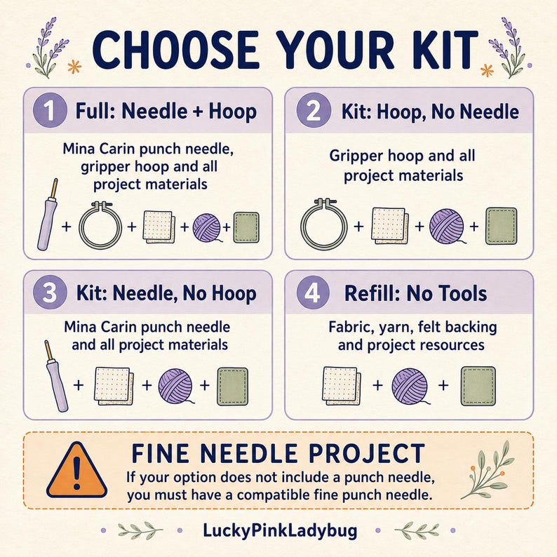 Punch Needle Mug Rug Kit, Moth Bus Cat Dog Dove Designs, Beginner Embroidery Craft afbeelding 3