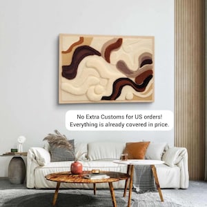 Arte textil japonés Wabi-Sabi, Tapiz Earthflow con mechones, Decoración textil de pared 3D (70 x 100 cm)