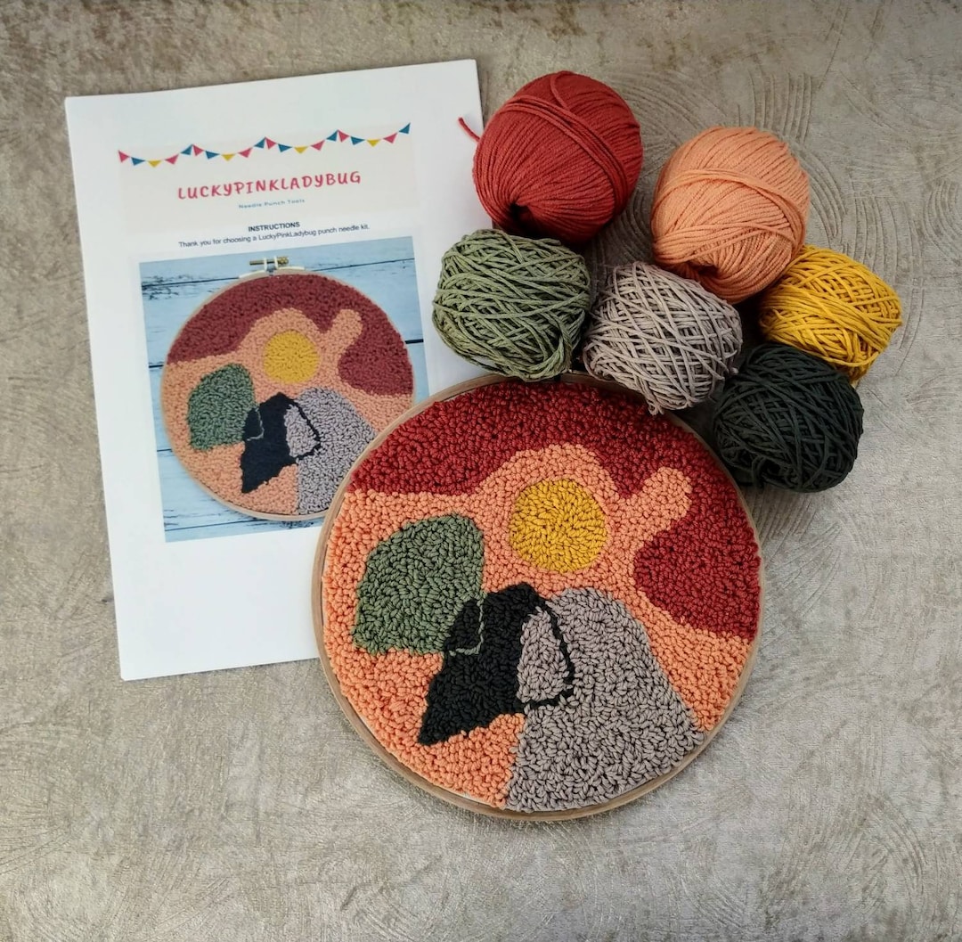Abstract Landscape Punch Needle Kit, Starter Kit, Punch Needle Tutorial ...