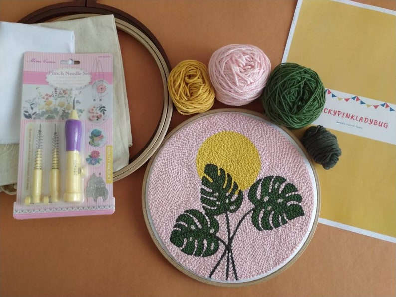 Monstera Punch Needle Kit Starter Kit Punch Needle Tutorial Etsy