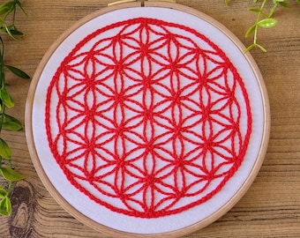 The Flower of life symbol wall decor, Sacred geometry symbol home decor, Coded symbol for Abundance, Embroidery hoop art