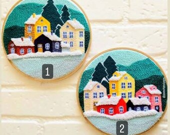 The House Punch needle embroidery kit, Starter kit, Punch needle kit, Beginner kit, Punch needle tool, Embroidery kit, Diy kit, Gift for her