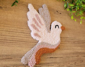 Dove Mug Rug Punch Needle Kit: DIY Embroidery Beginner Coaster Starter Kit