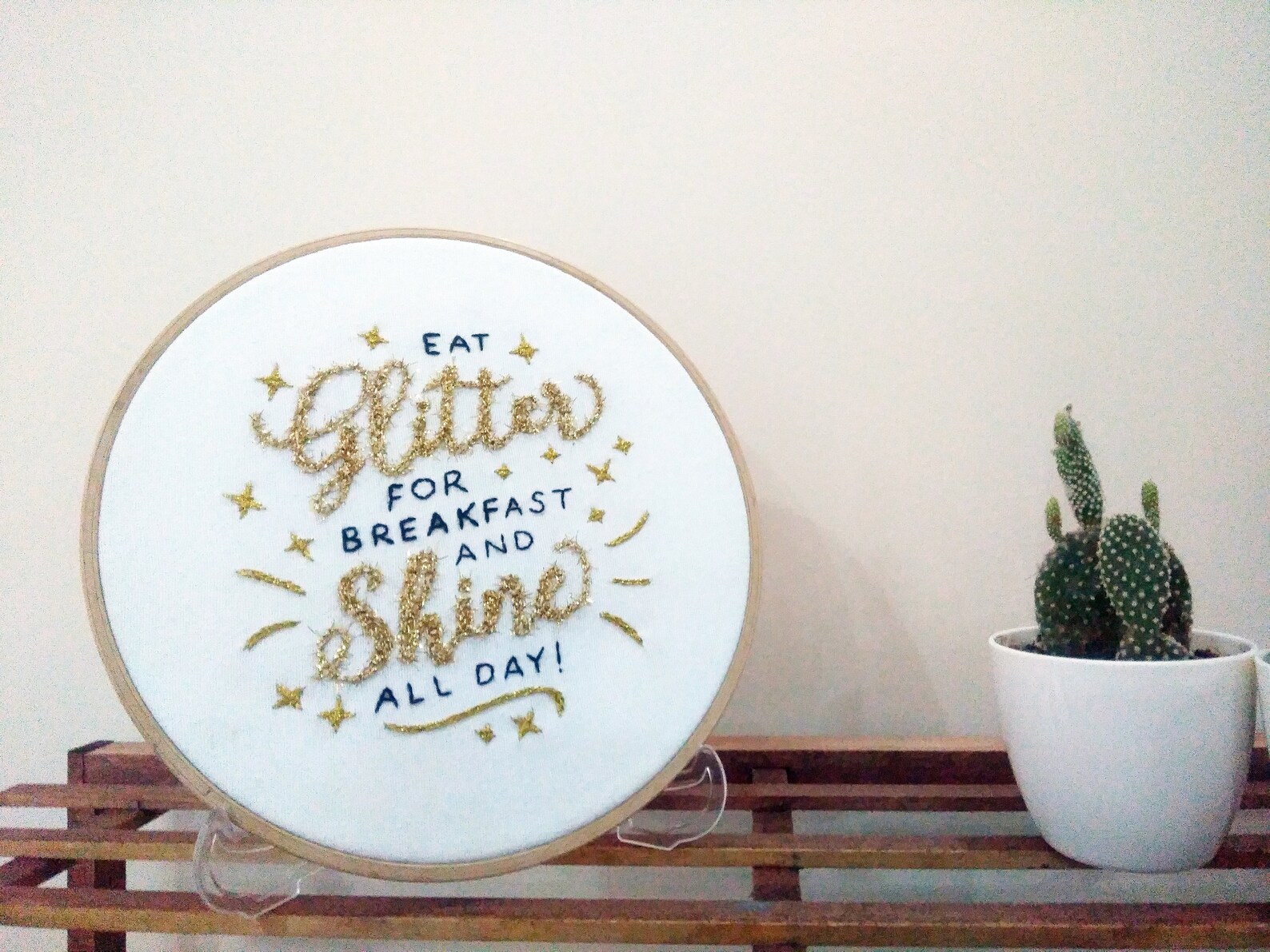 Funny quote embroidery Eat glitter for breakfast wall decor Etsy