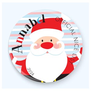 Distintivo personalizzato della lista dei buoni di Babbo Natale, distintivo ufficiale della lista dei buoni, riempitivo per calze, riempitivo per scatole della vigilia di Natale